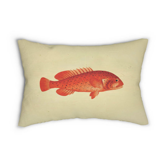 Vintage Illustrations The Coney Fish Spun Polyester Lumbar Pillow