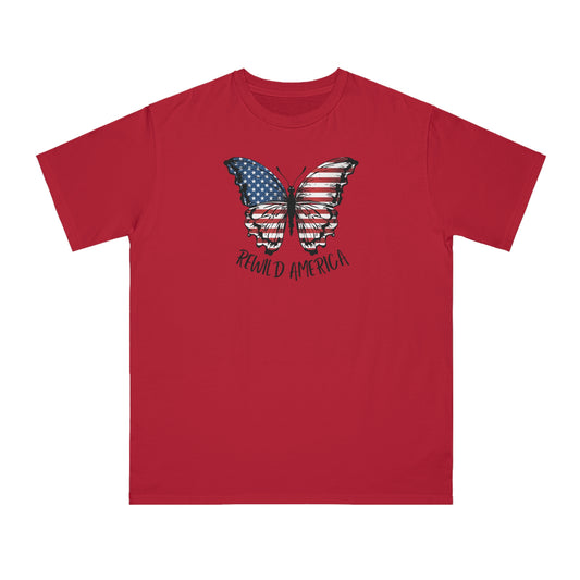 Rewild America Patriotic Butterfly Eco-Friendly Organic Cotton Unisex T-Shirt