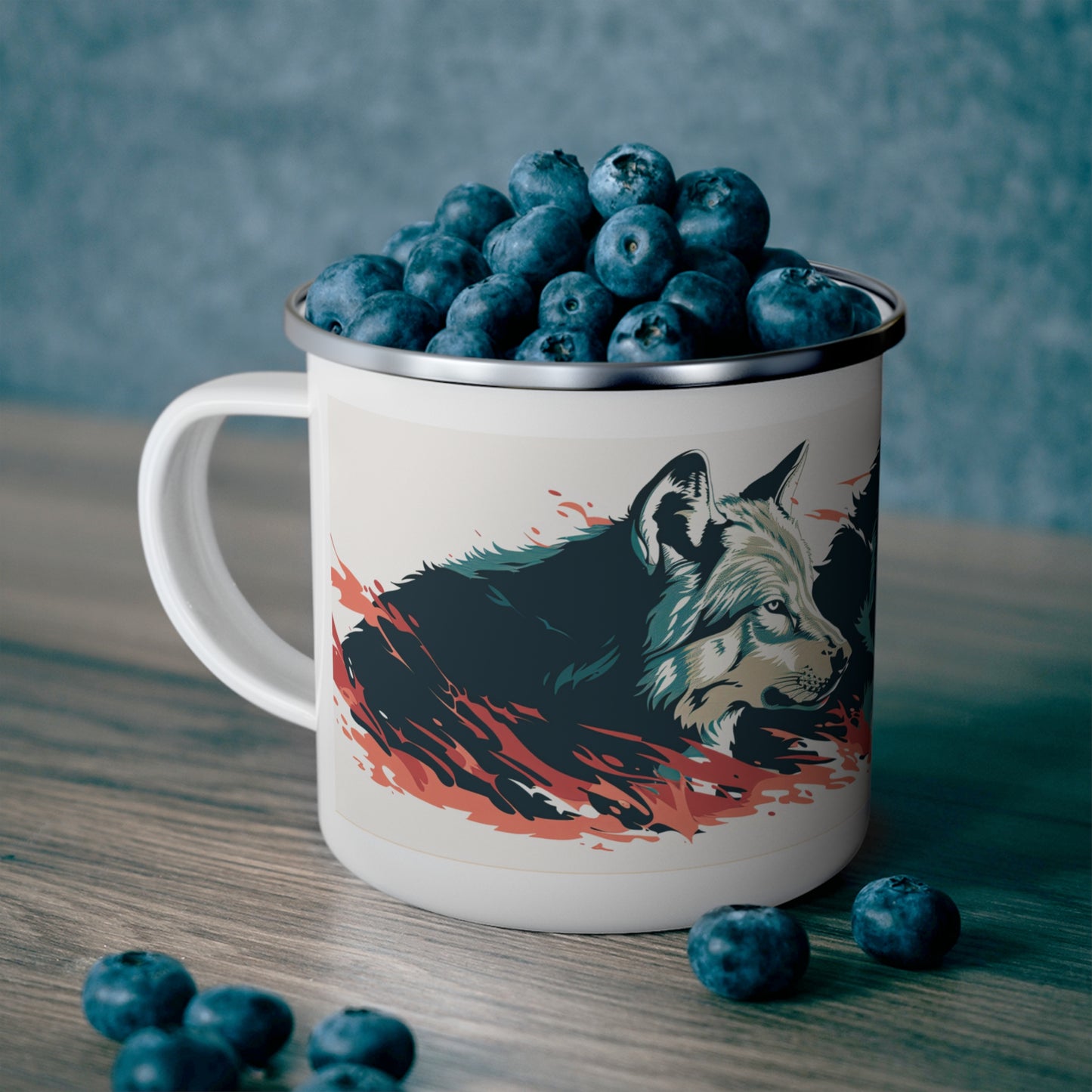 Wolf Pack Enamel Camping Mug