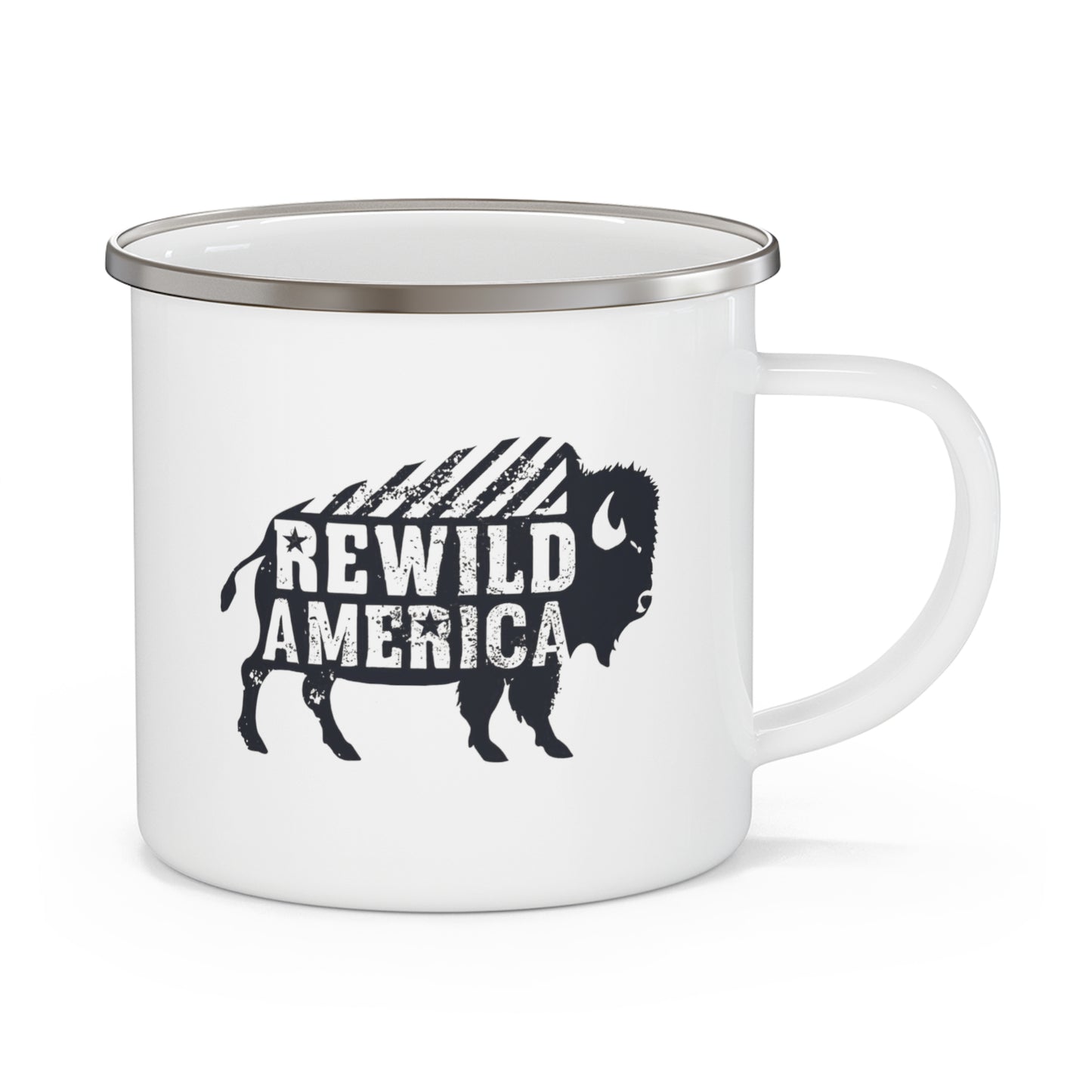 Rewild America Bison Enamel Camping Mug