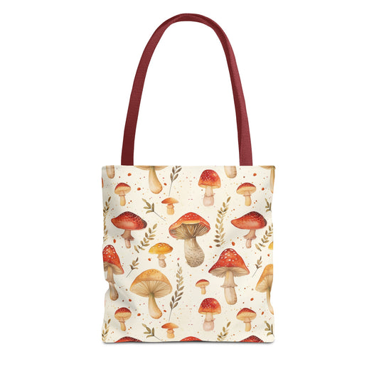 Cottagecore Watercolor Mushroom Tote Bag (AOP)