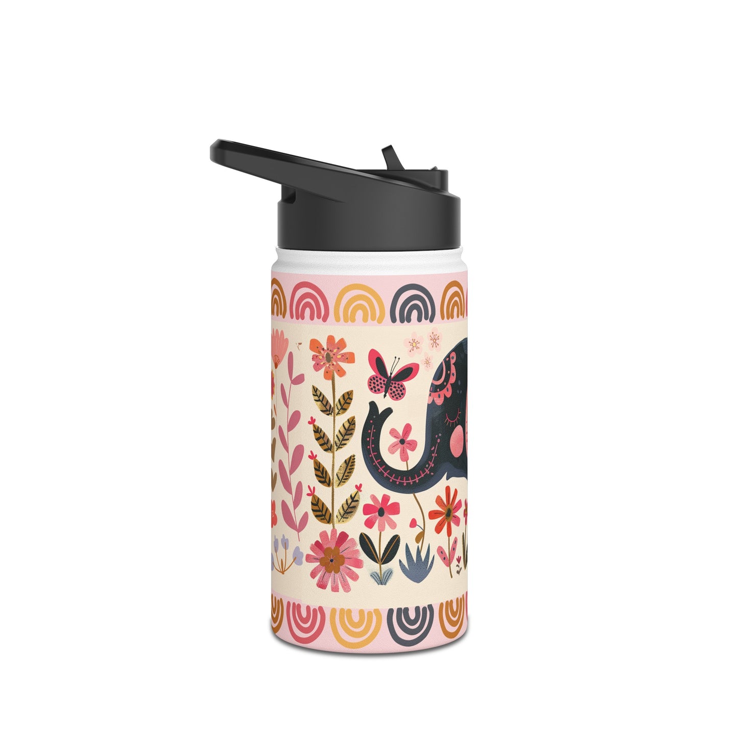 Boho Elephant Stainless Steel Water Bottle, Standard Lid