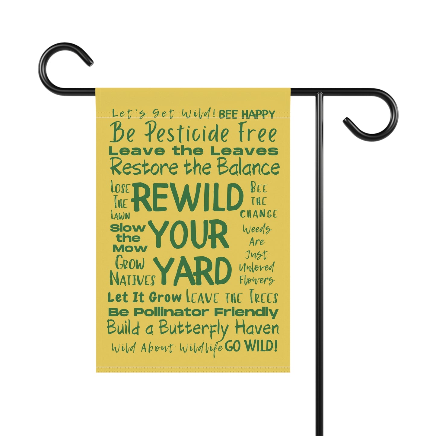 Rewild Your Garden Yellow with Green Text Garden & House Banner