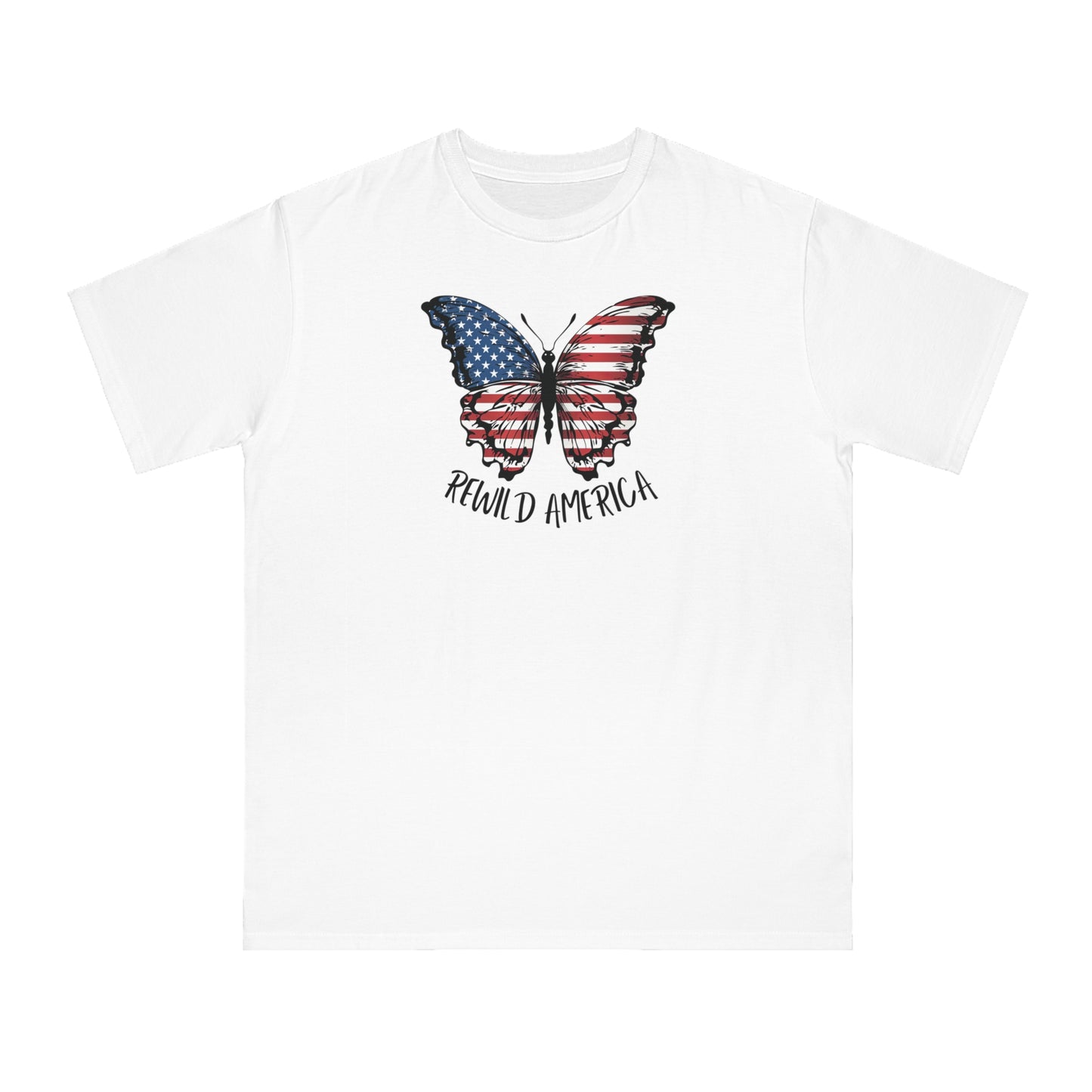 Rewild America Patriotic Butterfly Eco-Friendly Organic Cotton Unisex T-Shirt