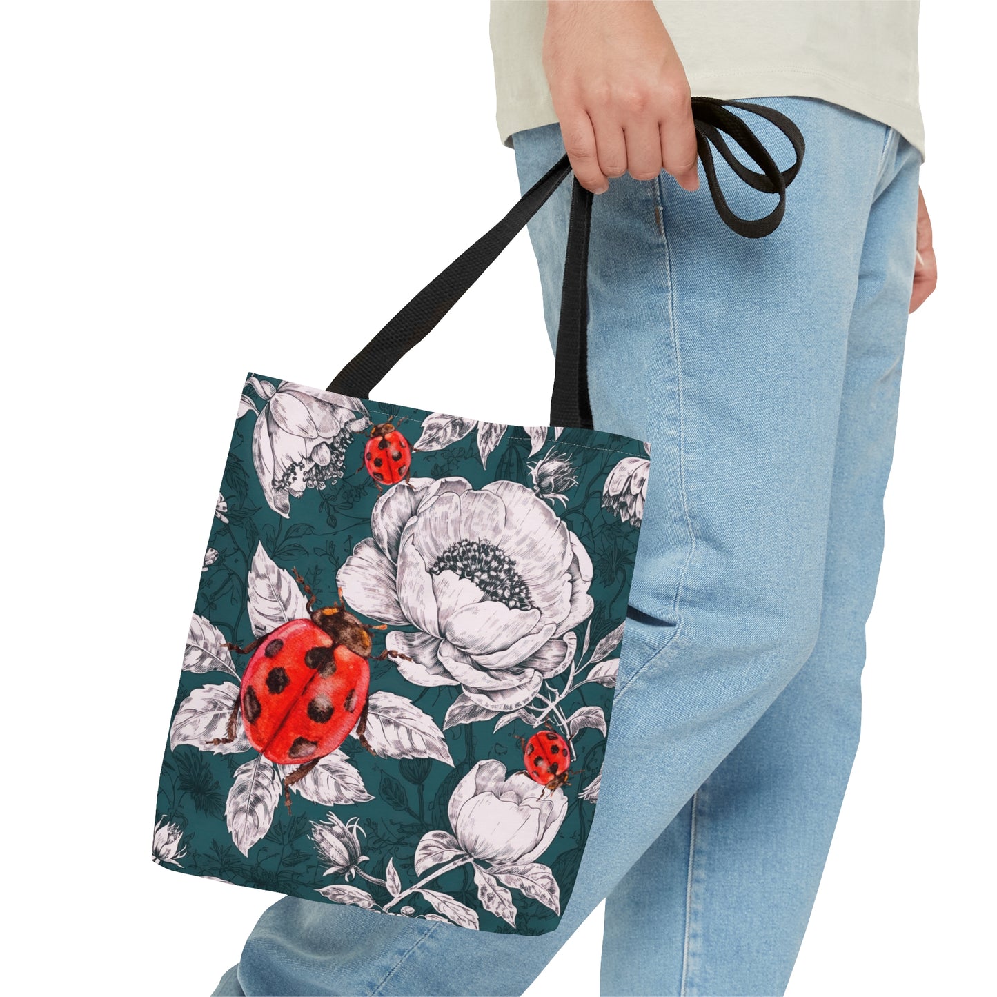 Ladybug Green Toile Tote Bag