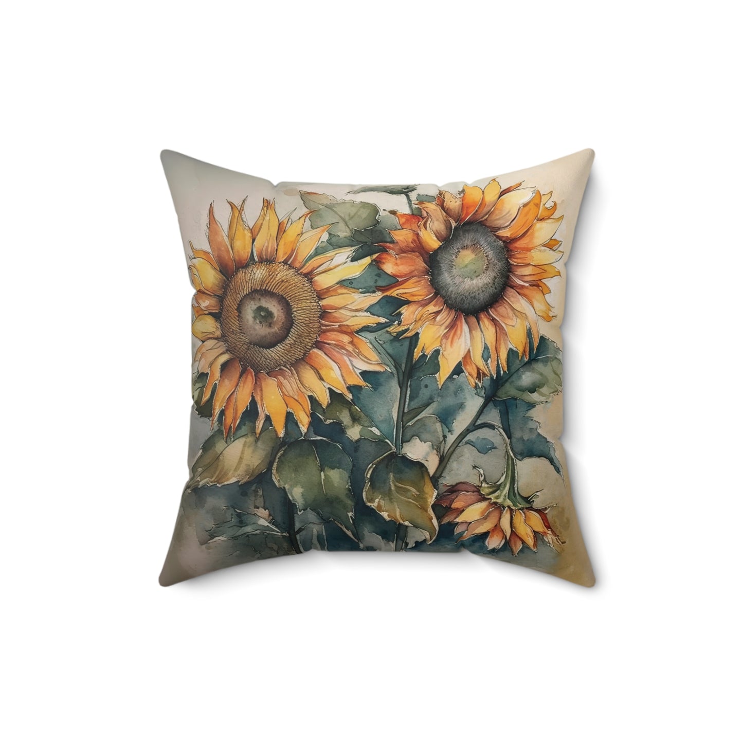 Moody Sunflowers Spun Polyester Square Pillow