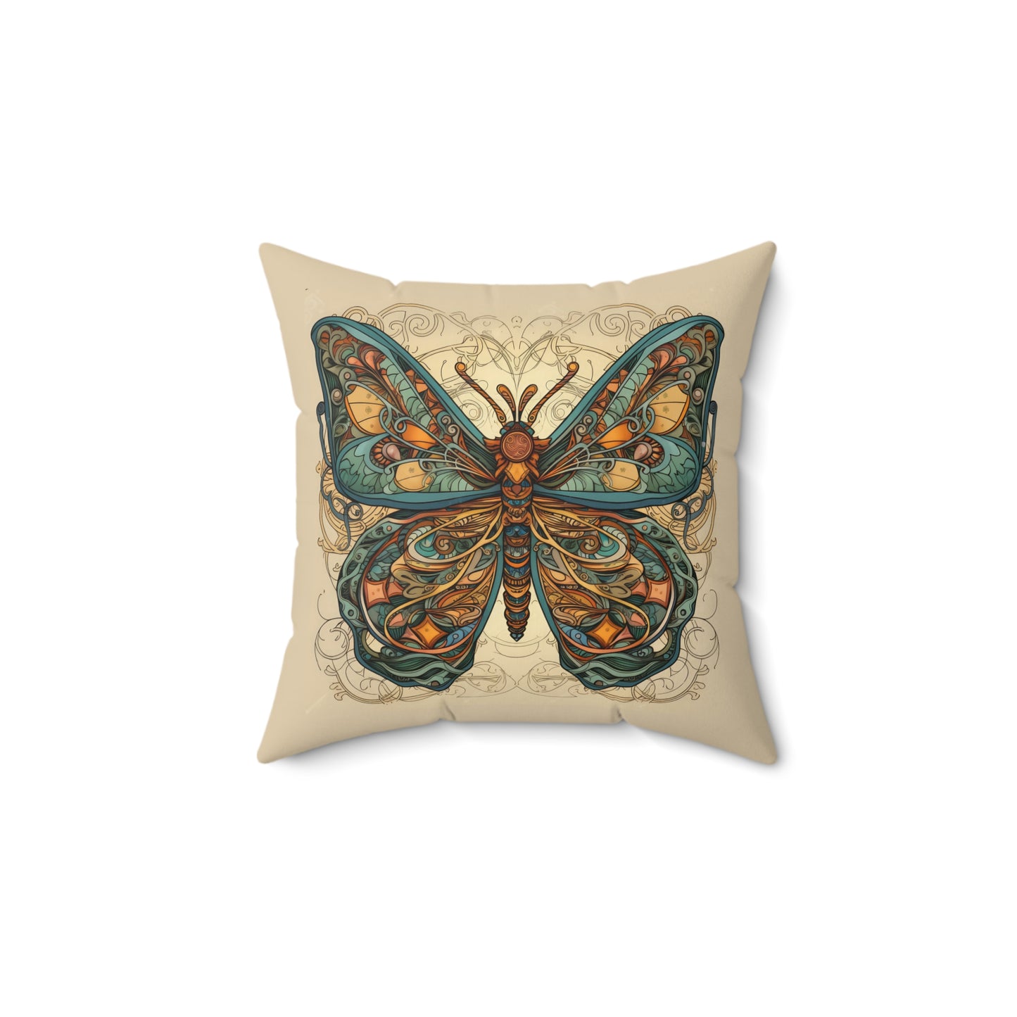 Art Nouveau Butterfly Rust Pillow