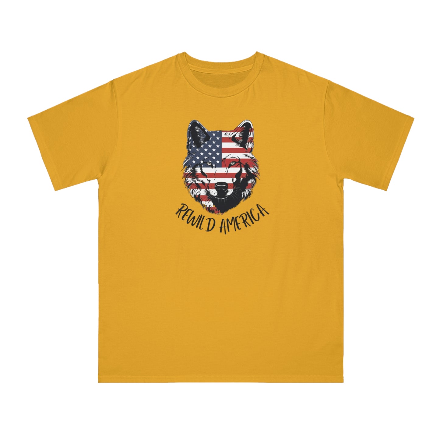 Rewild America Patriotic Wolf Eco-Friendly Organic Cotton Unisex T-Shirt