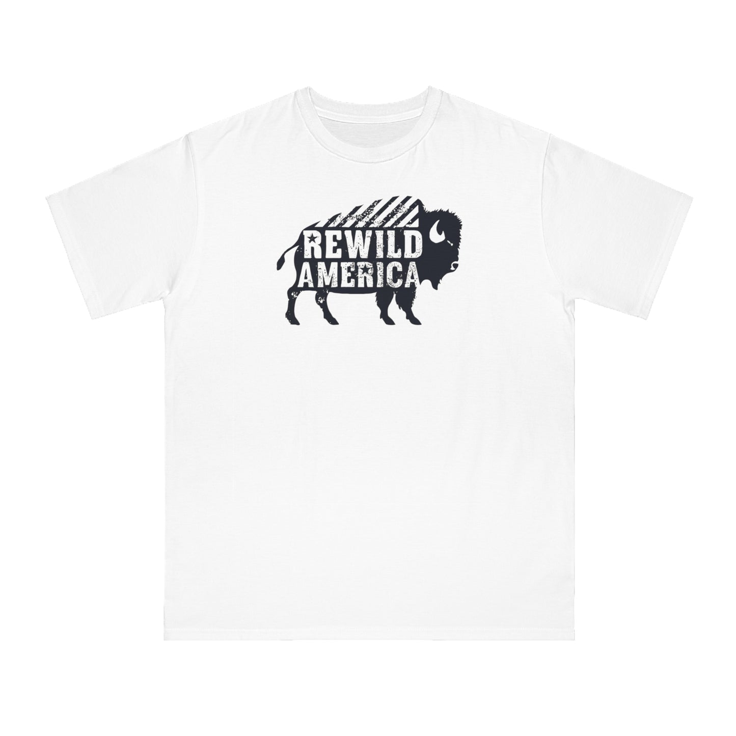 Rewild America Eco-Friendly Vintage Rustic Bison Organic  T-Shirt