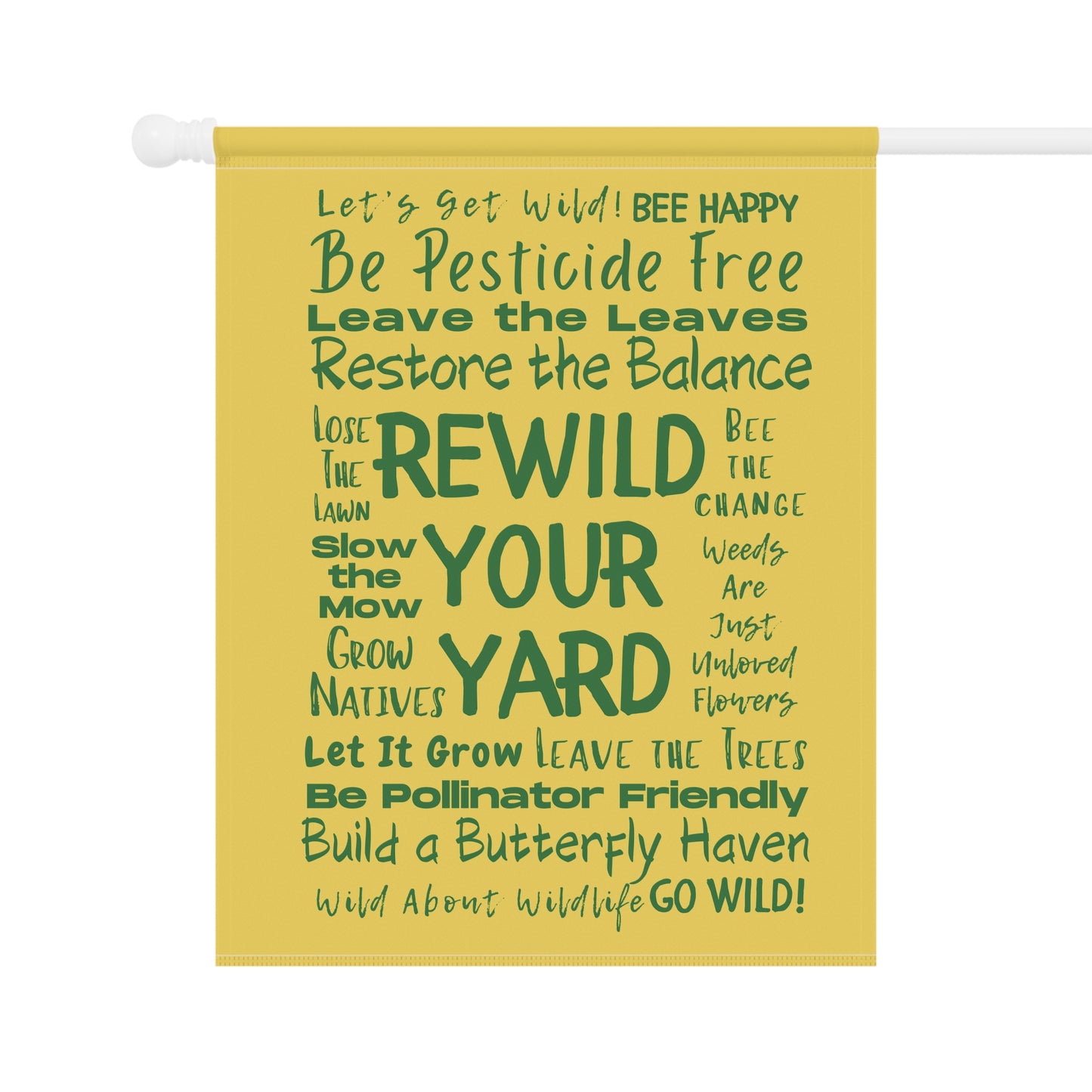 Rewild Your Garden Yellow with Green Text Garden & House Banner