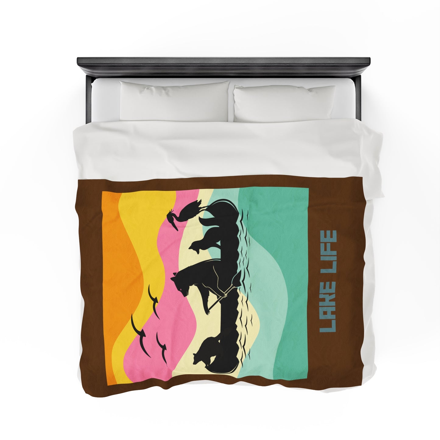 Lake Life Velveteen Plush Blanket