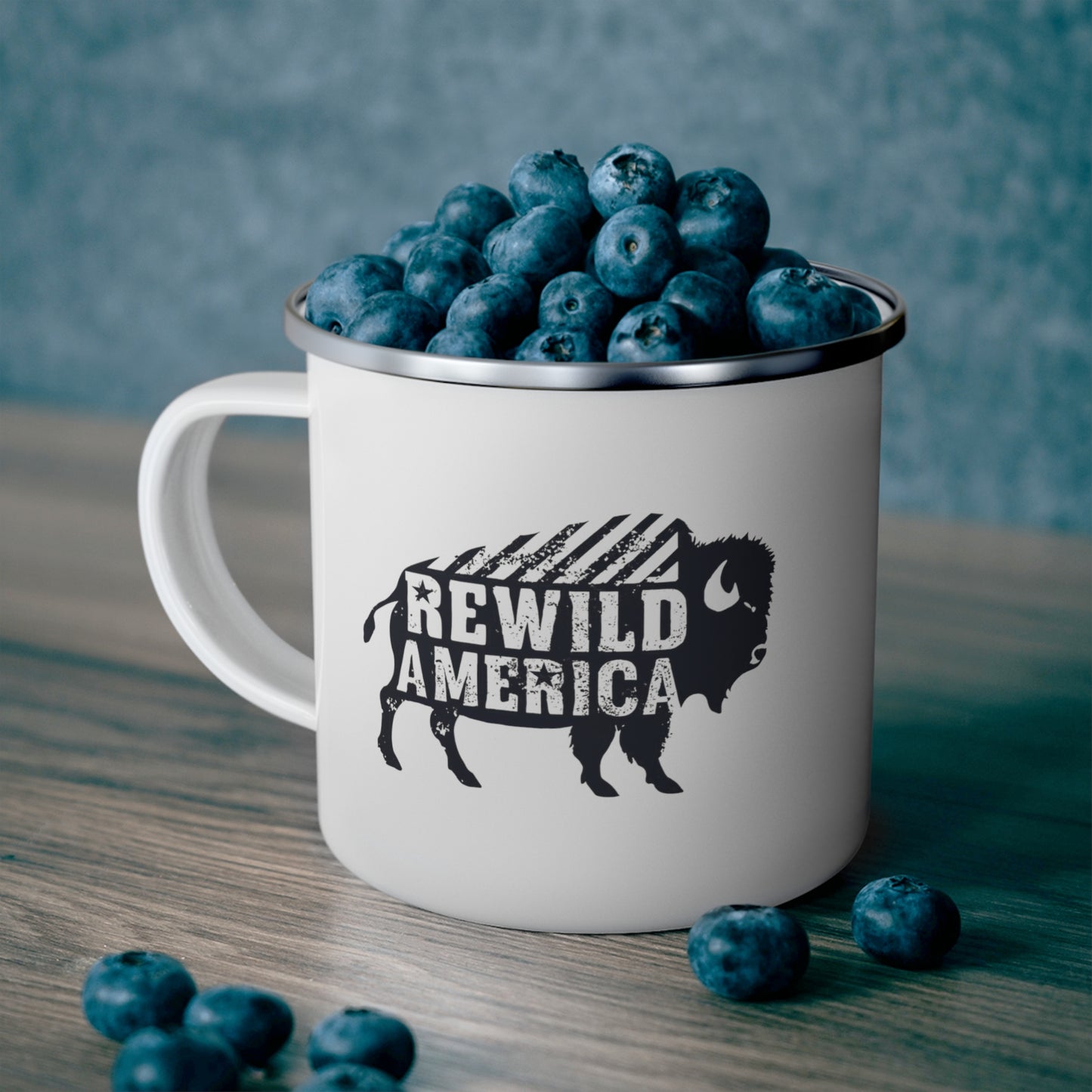 Rewild America Bison Enamel Camping Mug