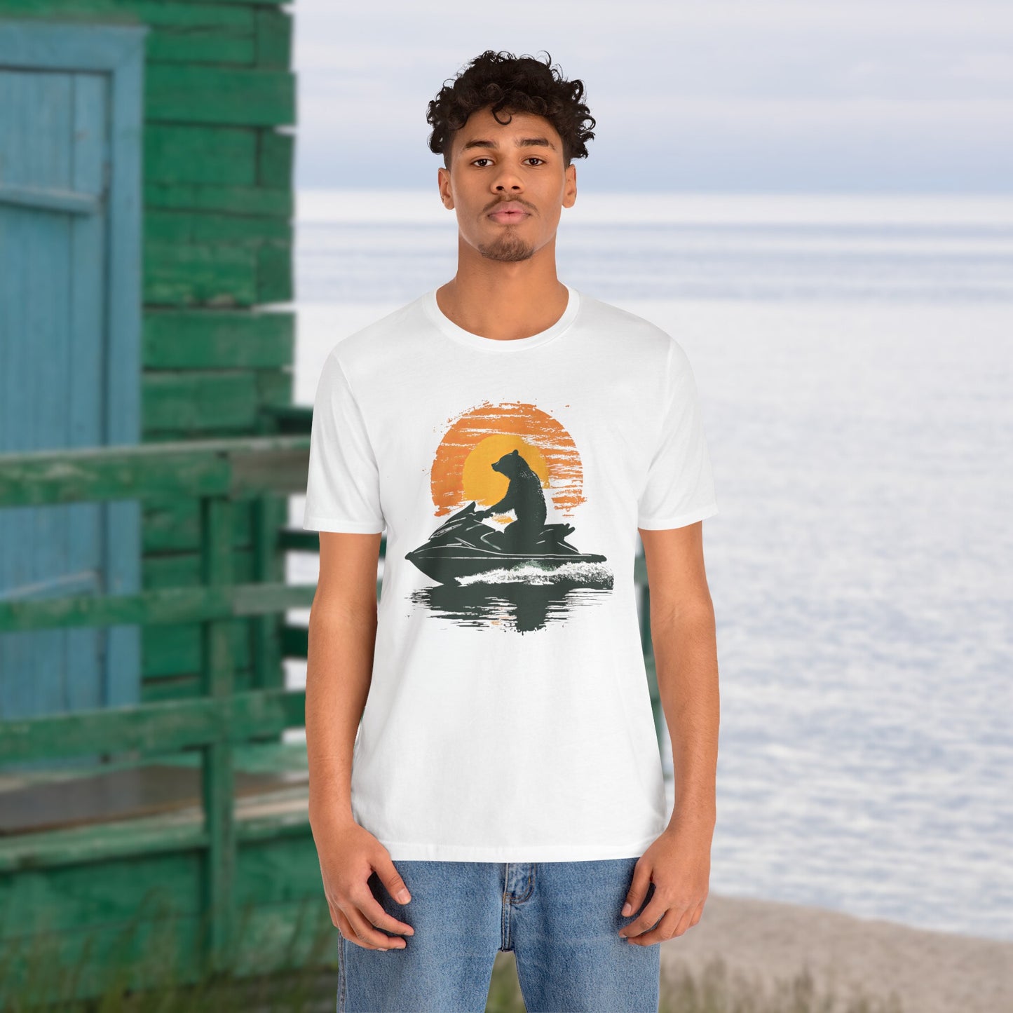 JetSki Bear Unisex Jersey Short Sleeve Tee