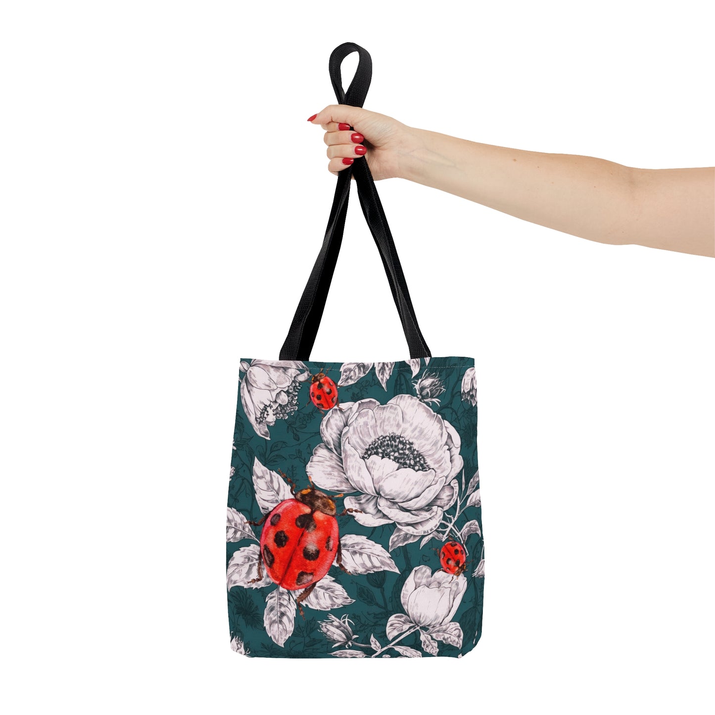 Ladybug Green Toile Tote Bag