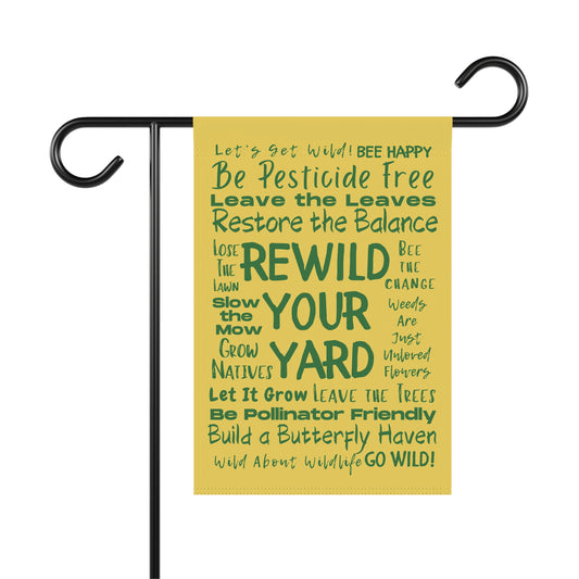 Rewild Your Garden Yellow with Green Text Garden & House Banner