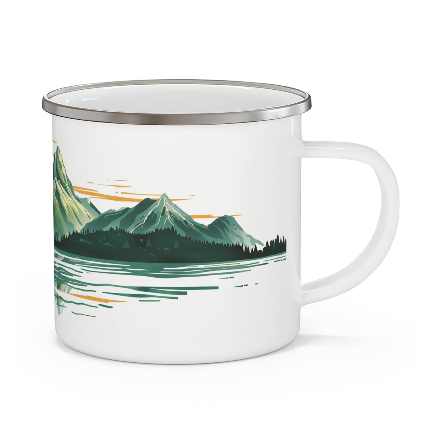 Green Mountain Sunset Enamel Camping Mug