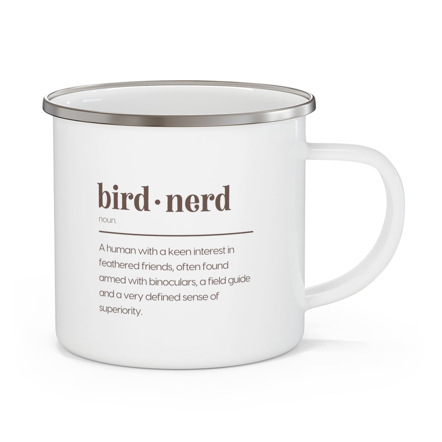 bird nerd definition Enamel Camping Mug