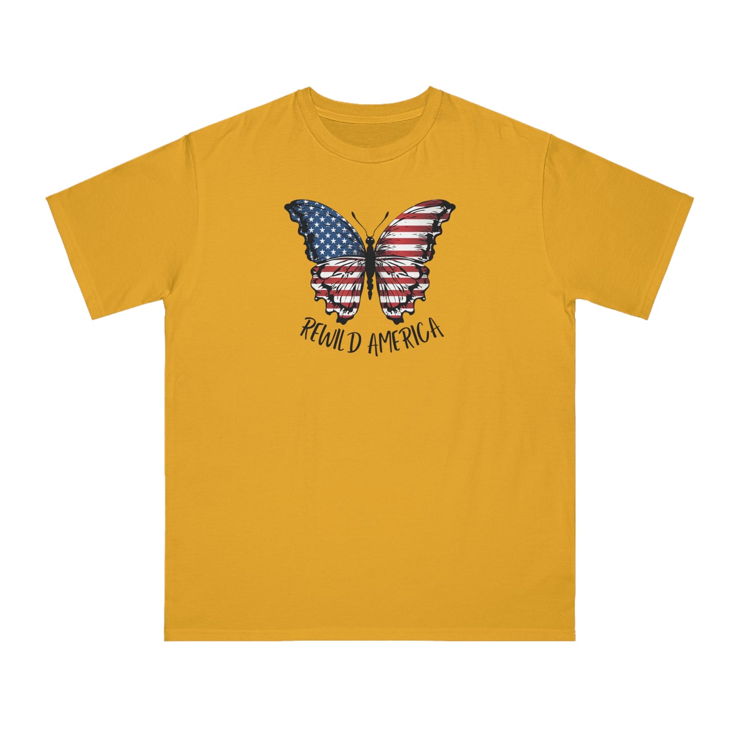 Rewild America Patriotic Butterfly Eco-Friendly Organic Cotton Unisex T-Shirt