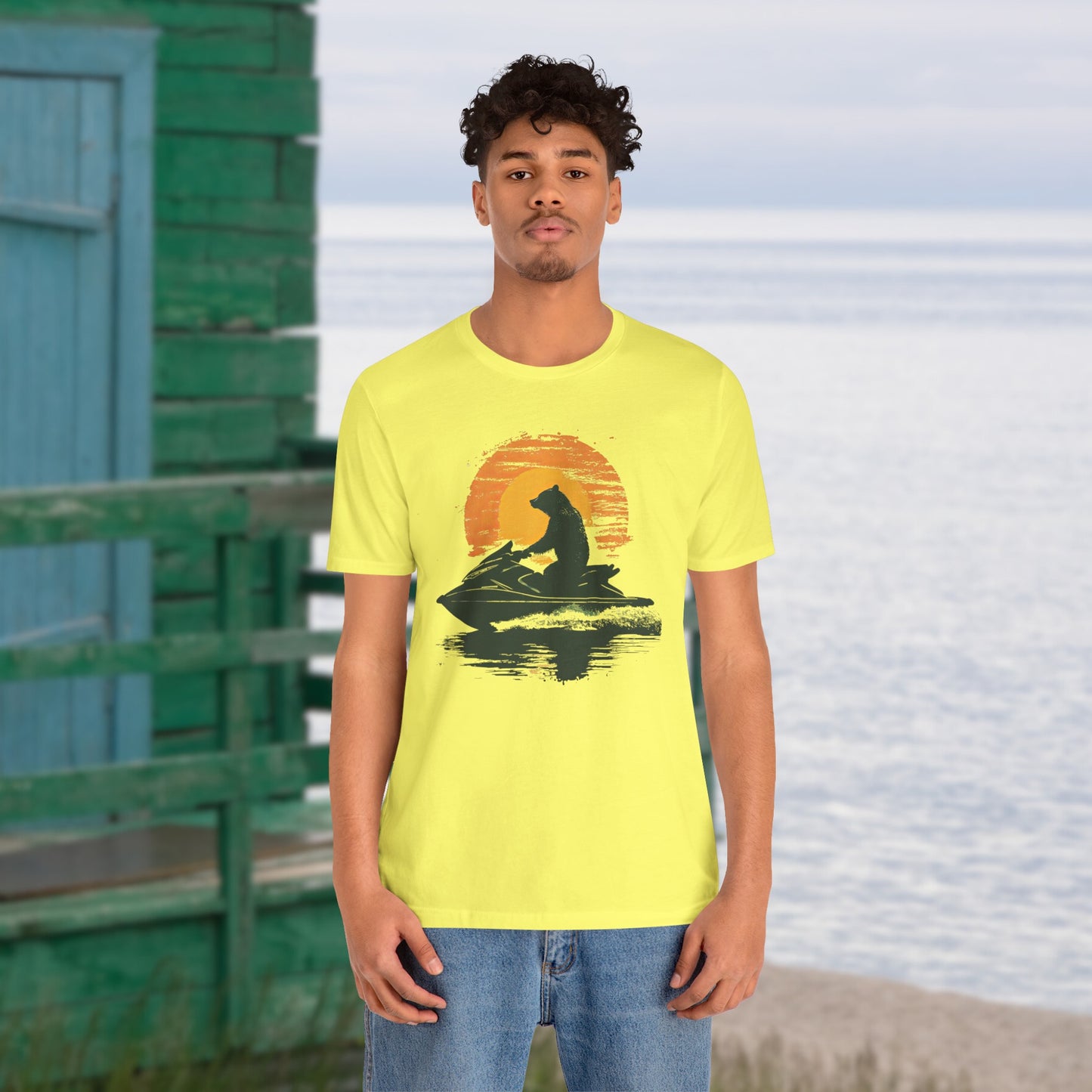 JetSki Bear Unisex Jersey Short Sleeve Tee