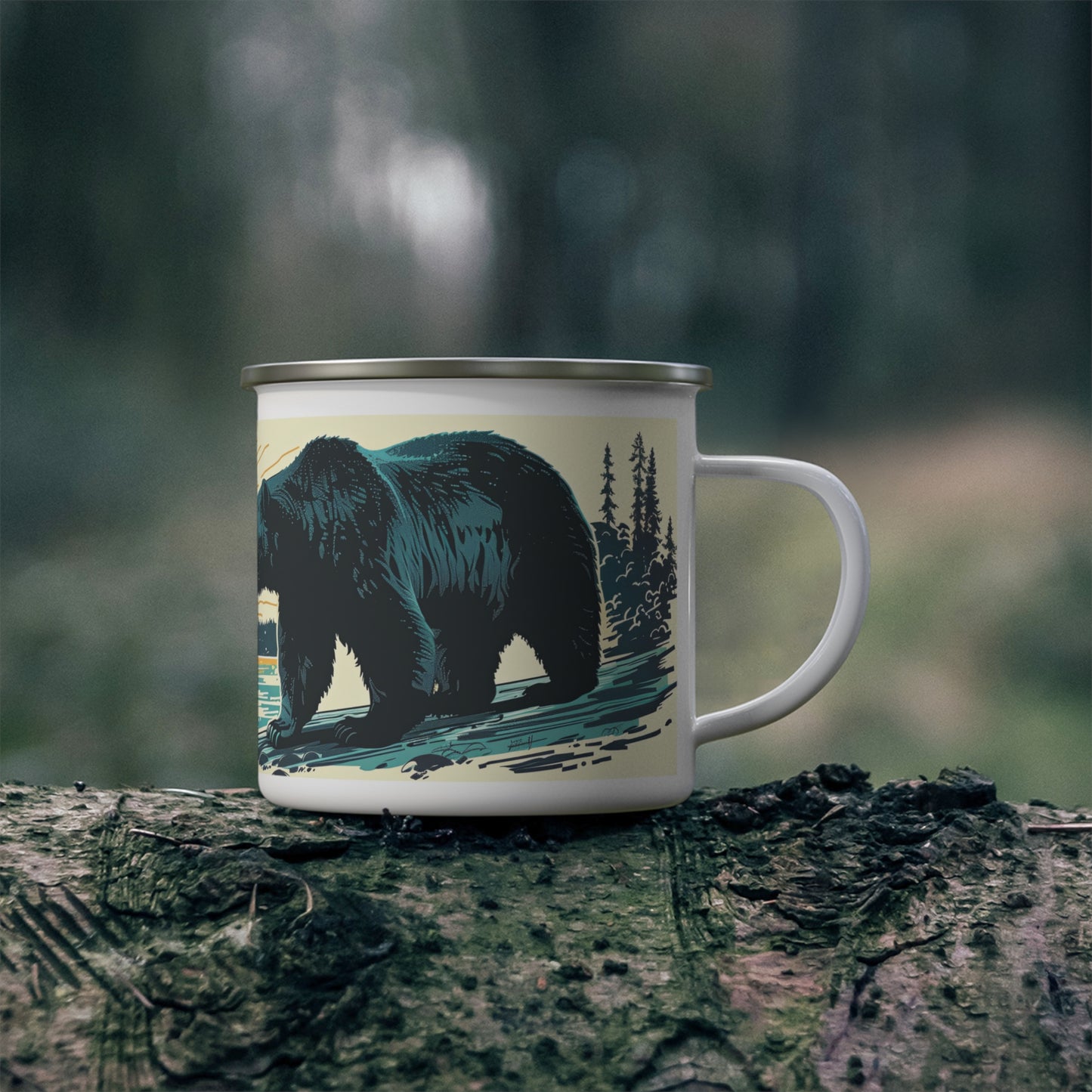 Vintage Vibes Bear Lake Enamel Camping Mug