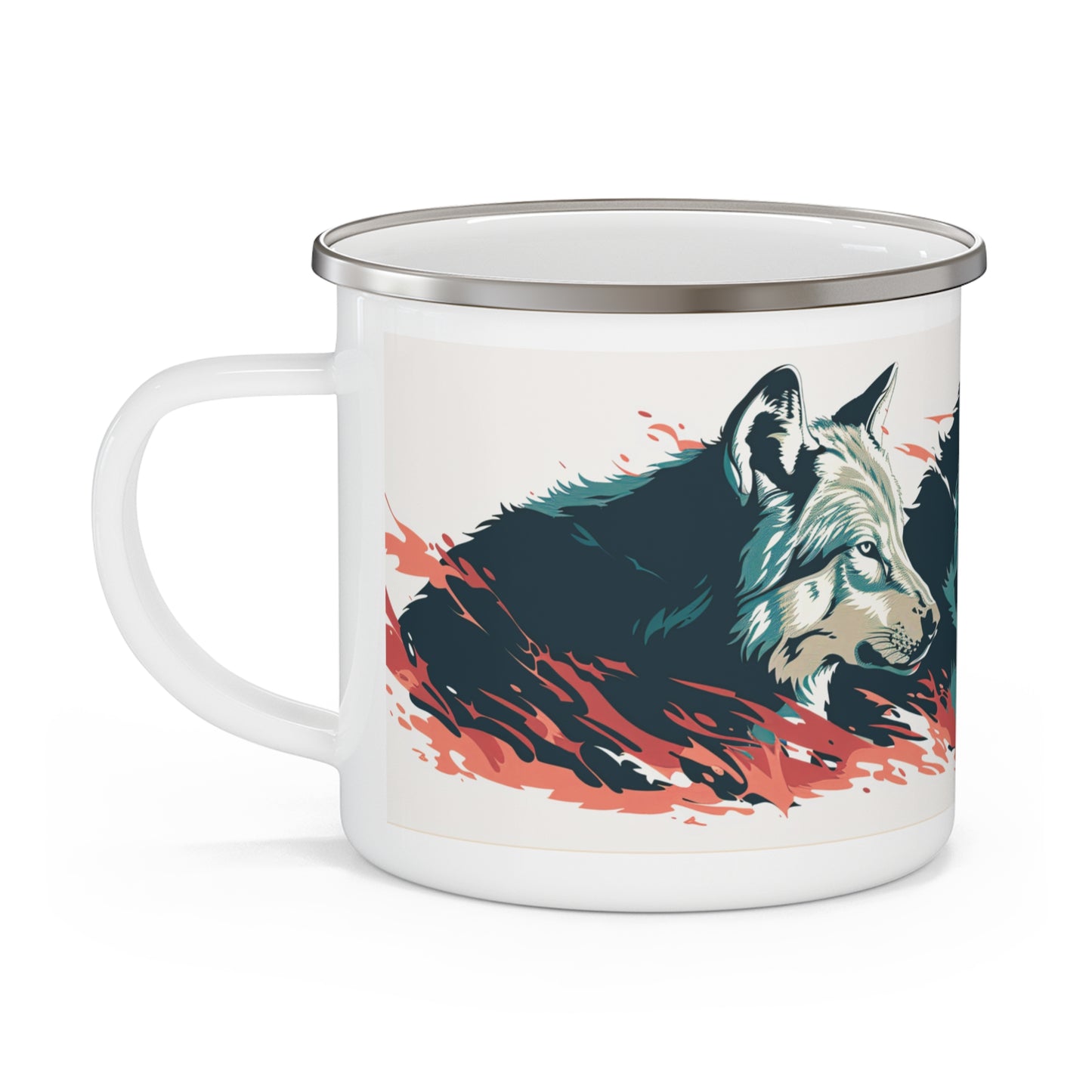 Wolf Pack Enamel Camping Mug