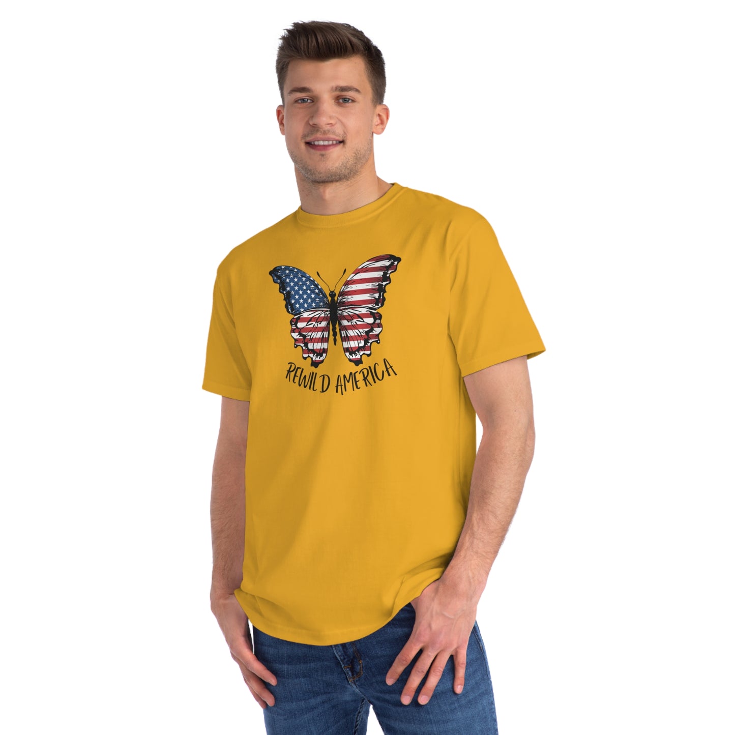 Rewild America Patriotic Butterfly Eco-Friendly Organic Cotton Unisex T-Shirt