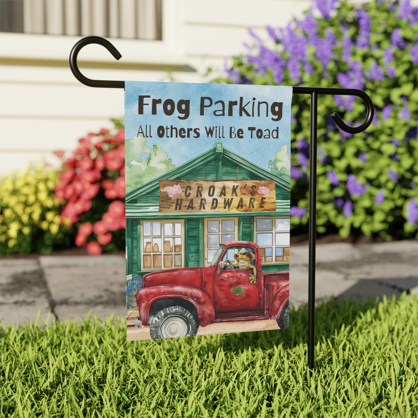 Frog Parking All Others Will Be Toad Funny Garden Flag