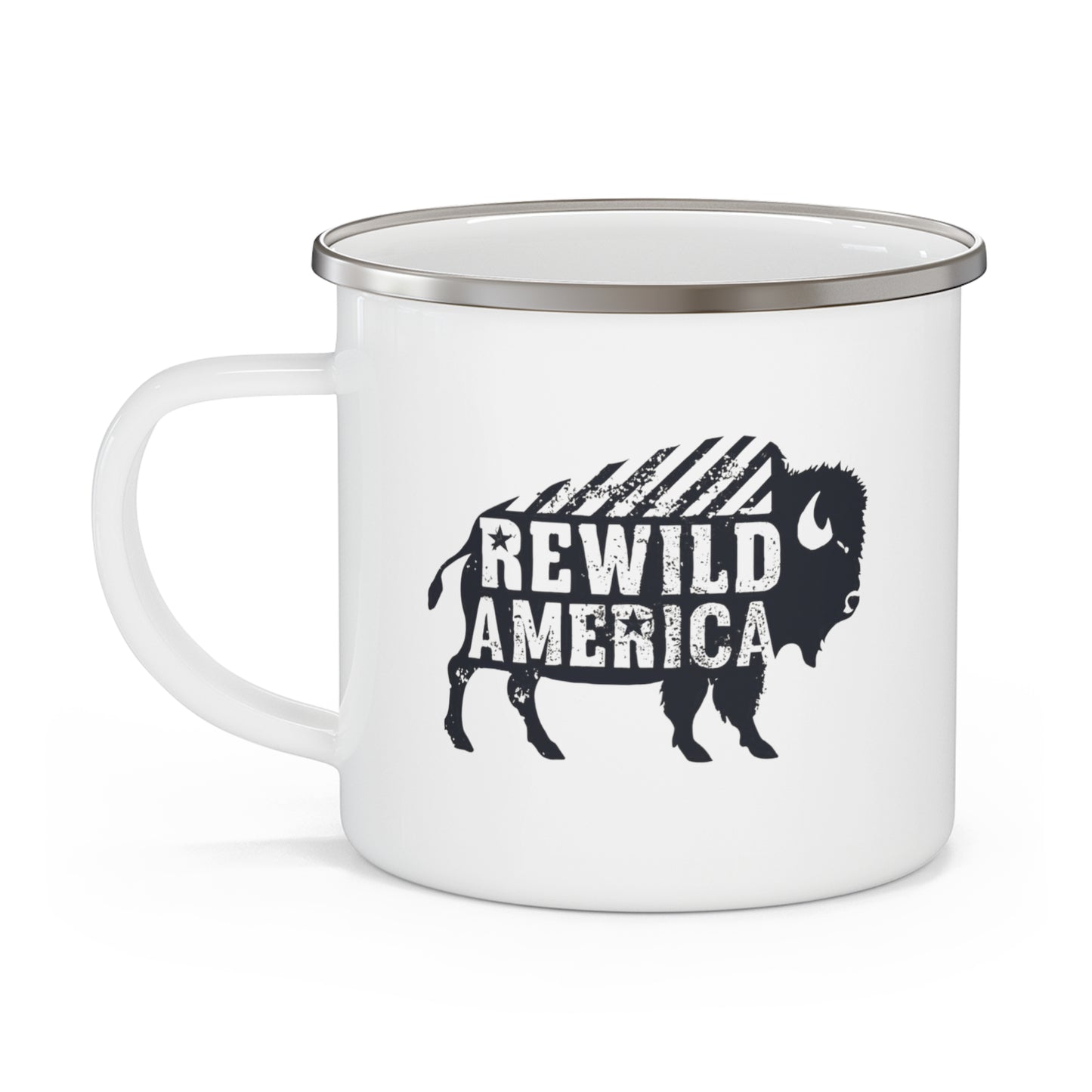 Rewild America Bison Enamel Camping Mug