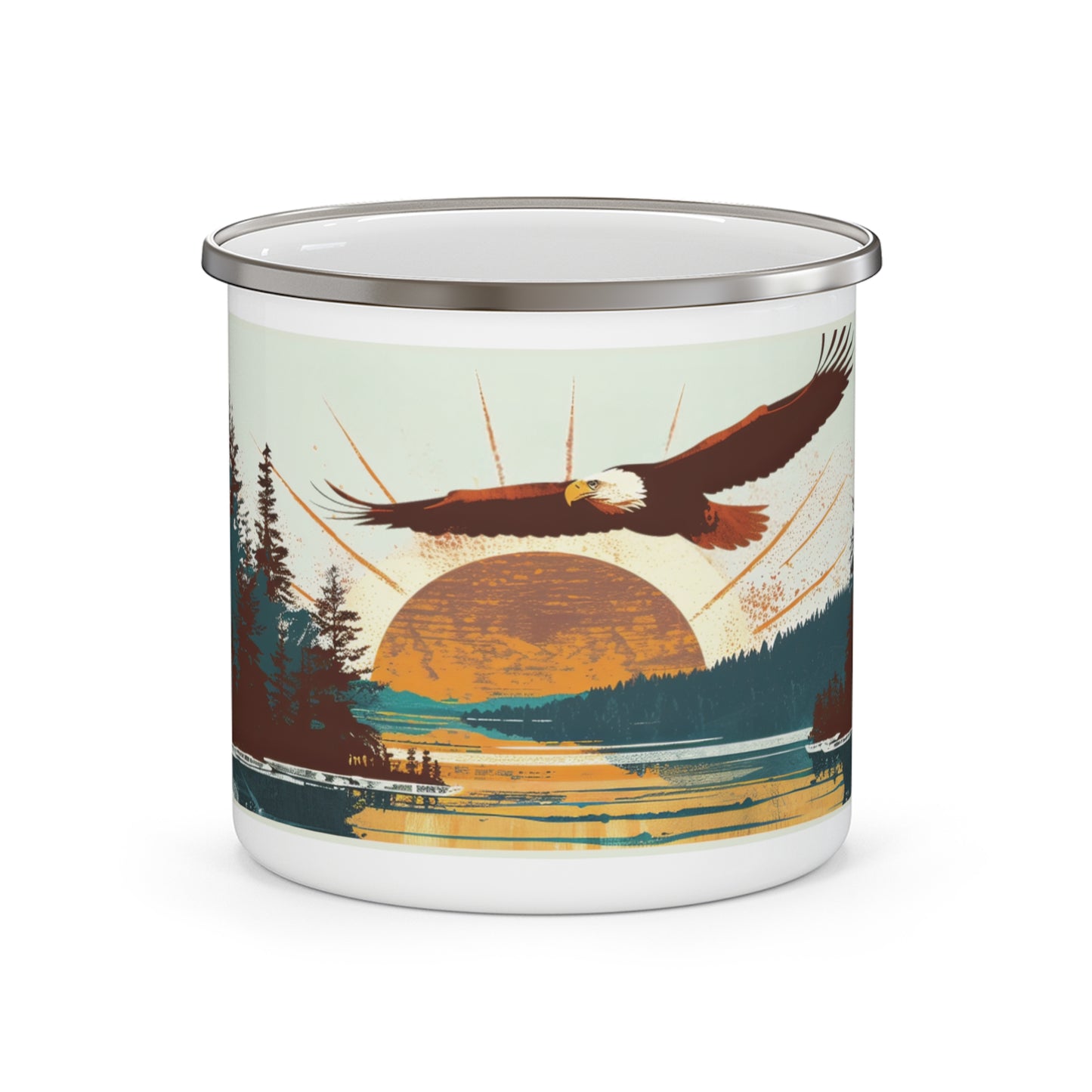 Vintage Vibes Soaring Eagle Enamel Camping Mug