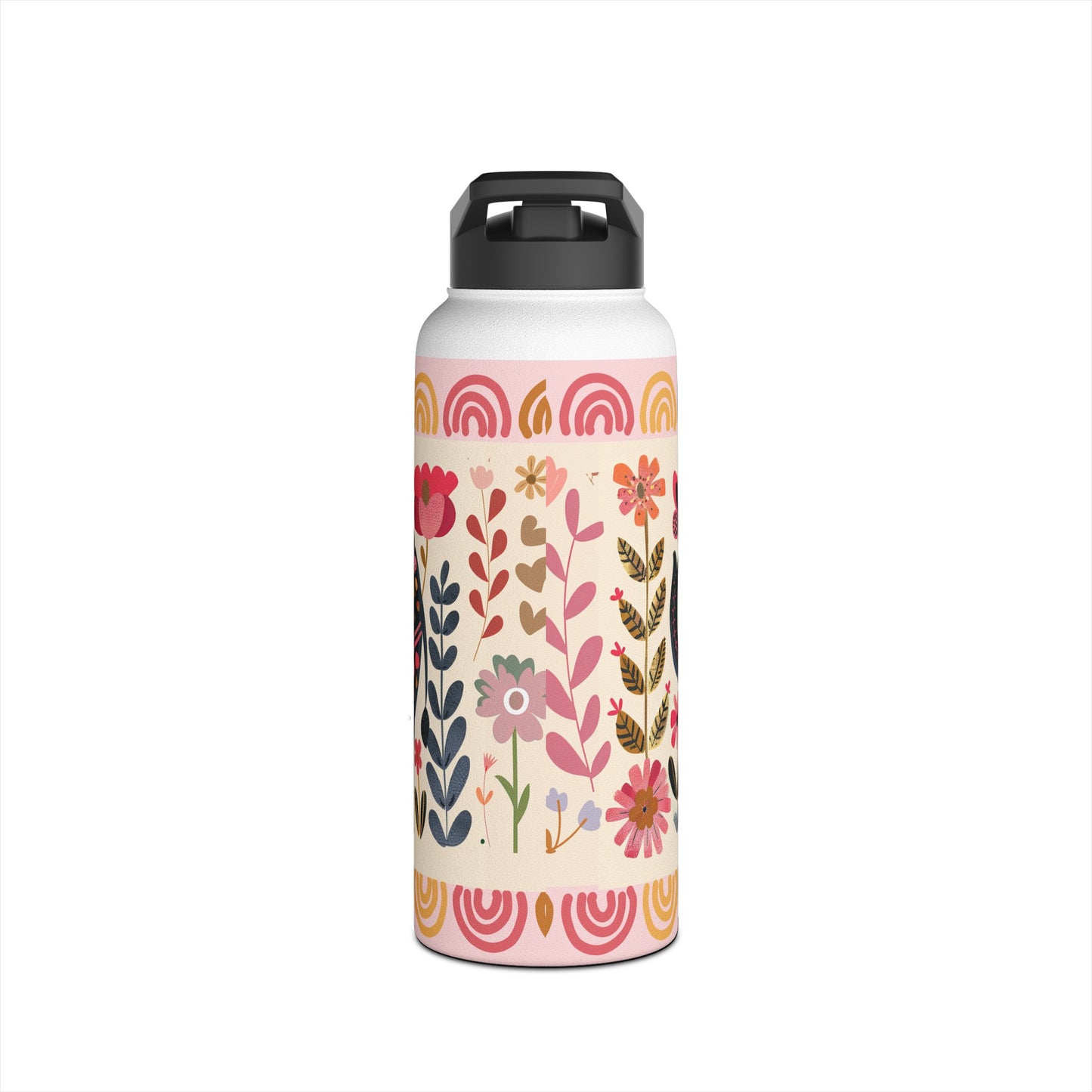 Boho Elephant Stainless Steel Water Bottle, Standard Lid