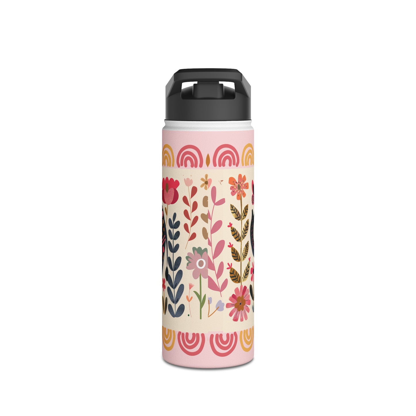 Boho Elephant Stainless Steel Water Bottle, Standard Lid