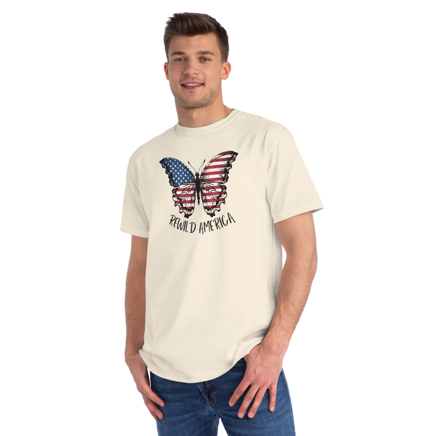 Rewild America Patriotic Butterfly Eco-Friendly Organic Cotton Unisex T-Shirt