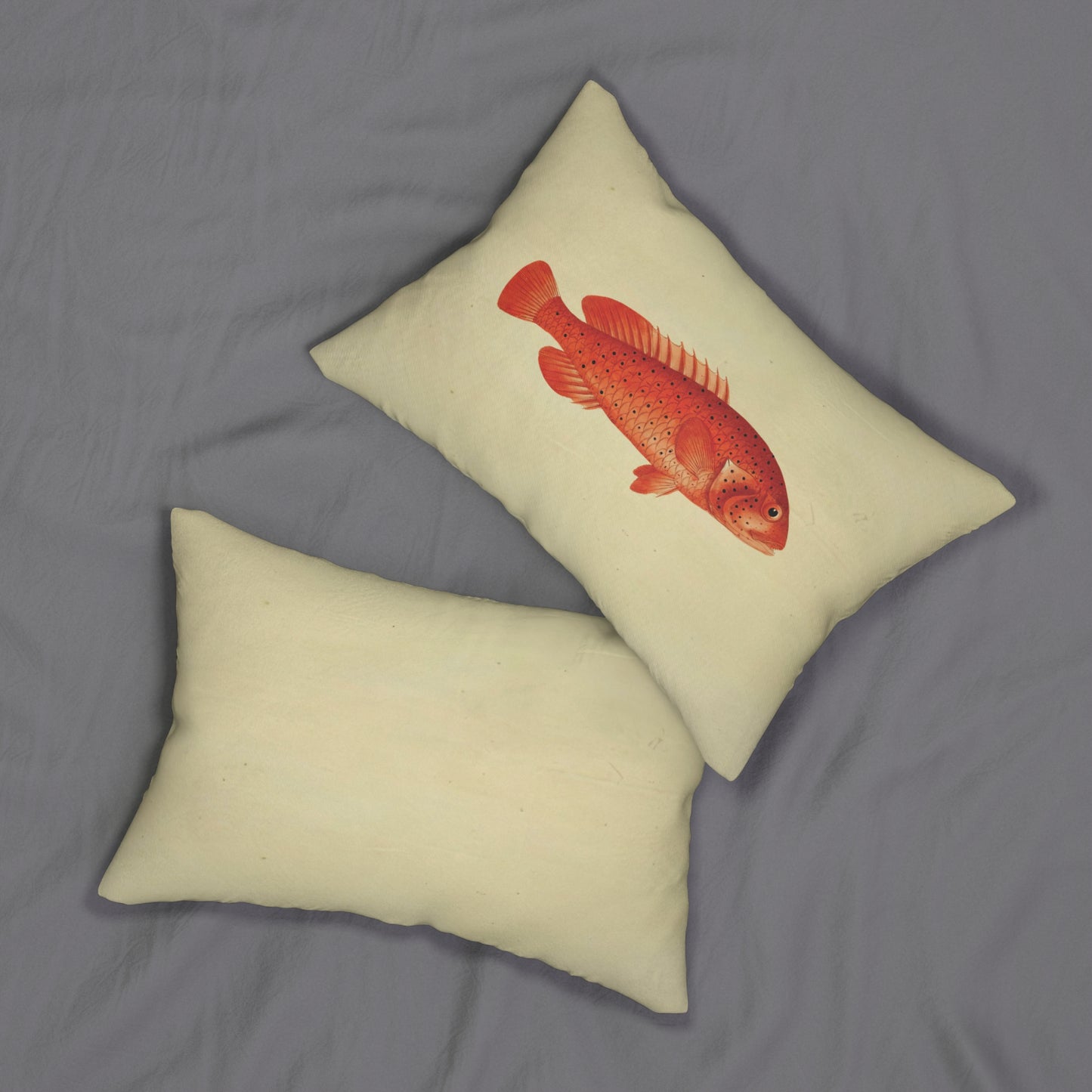 Vintage Illustrations The Coney Fish Spun Polyester Lumbar Pillow