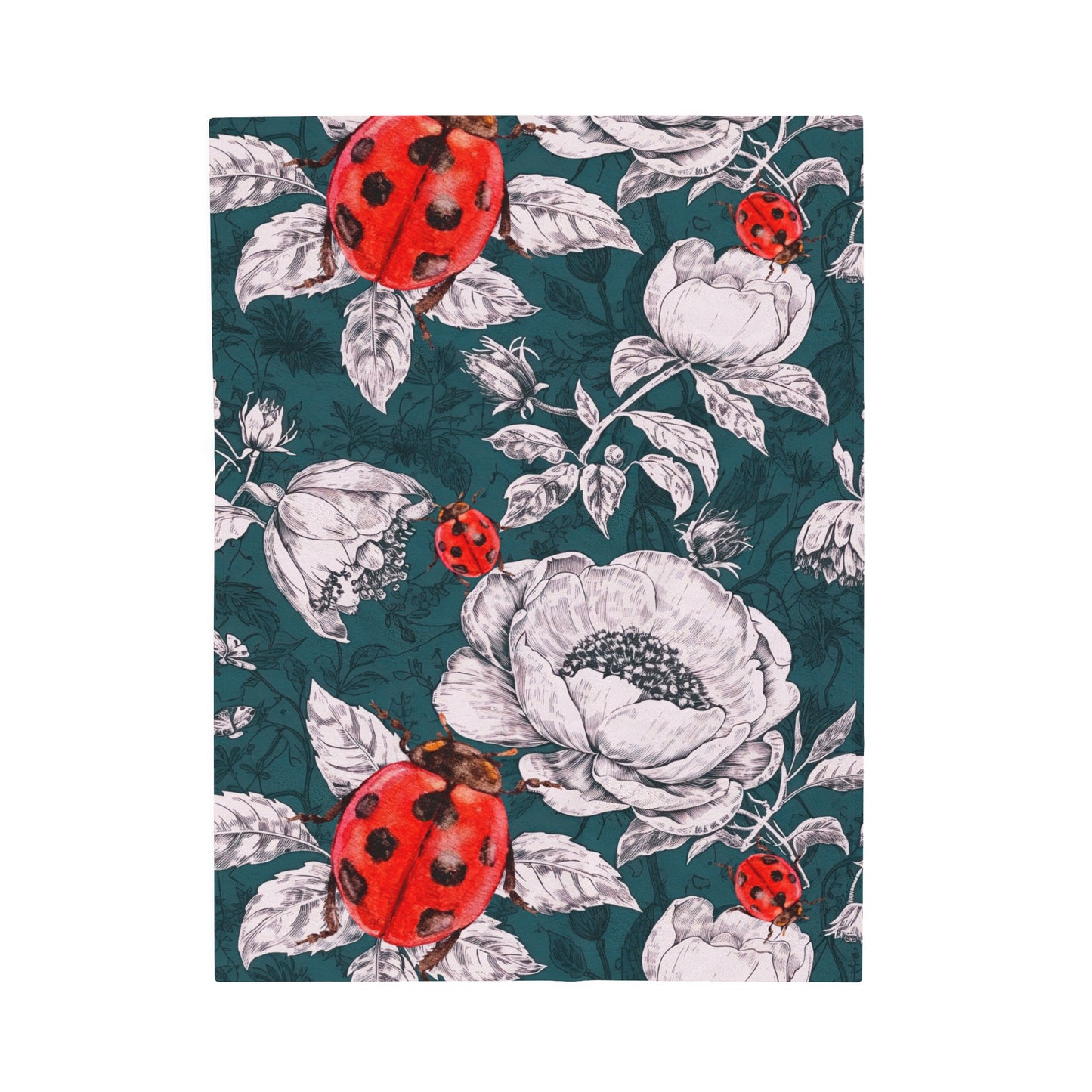 Ladybug Toile Velveteen Plush Blanket