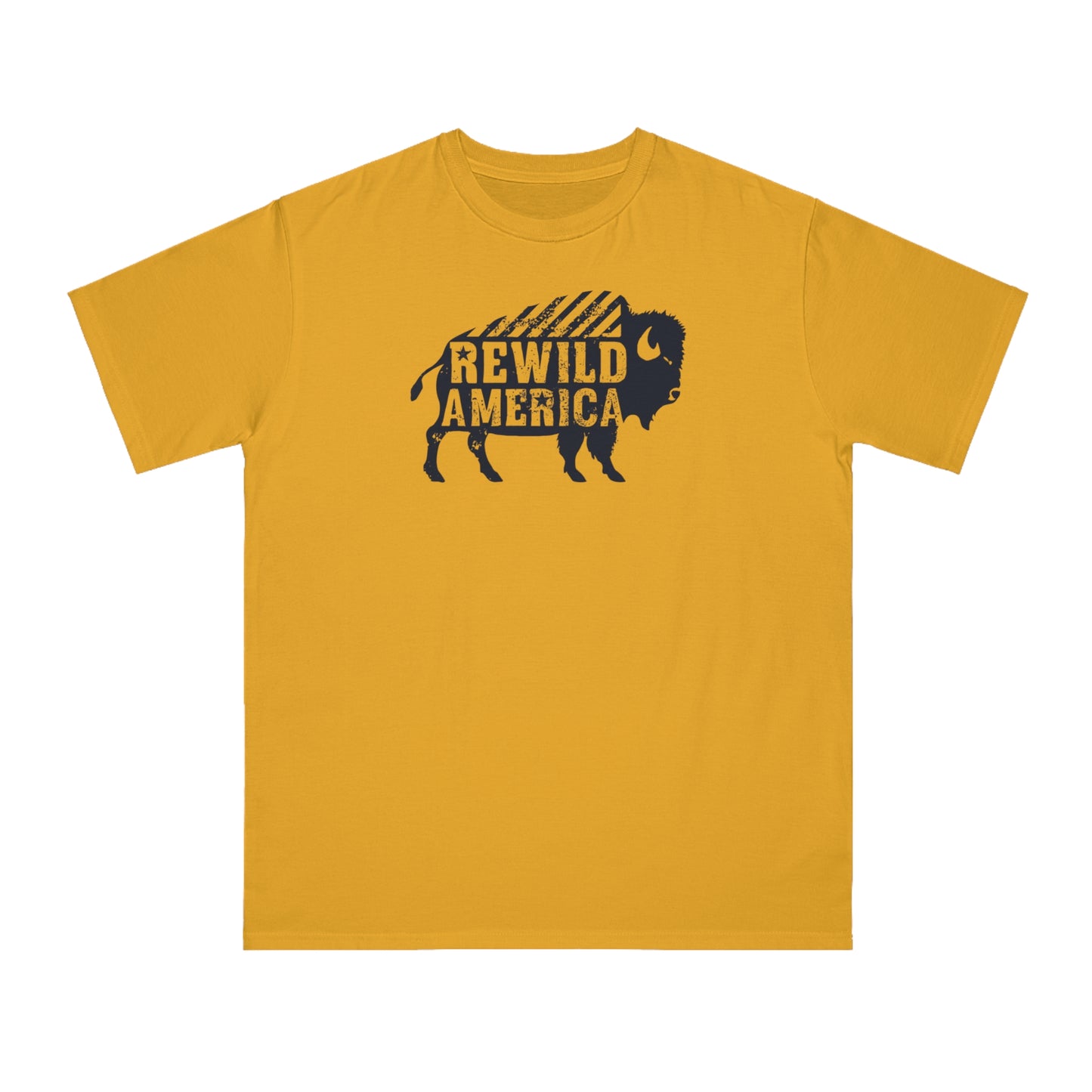 Rewild America Eco-Friendly Vintage Rustic Bison Organic  T-Shirt