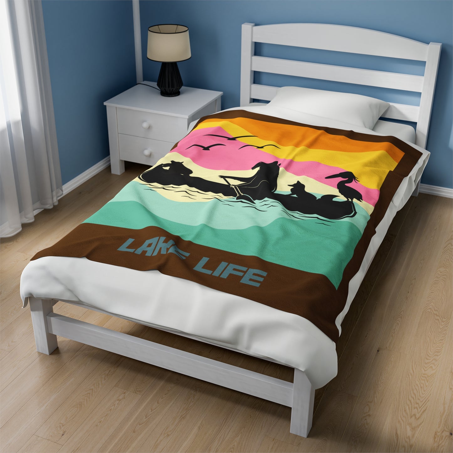 Lake Life Velveteen Plush Blanket