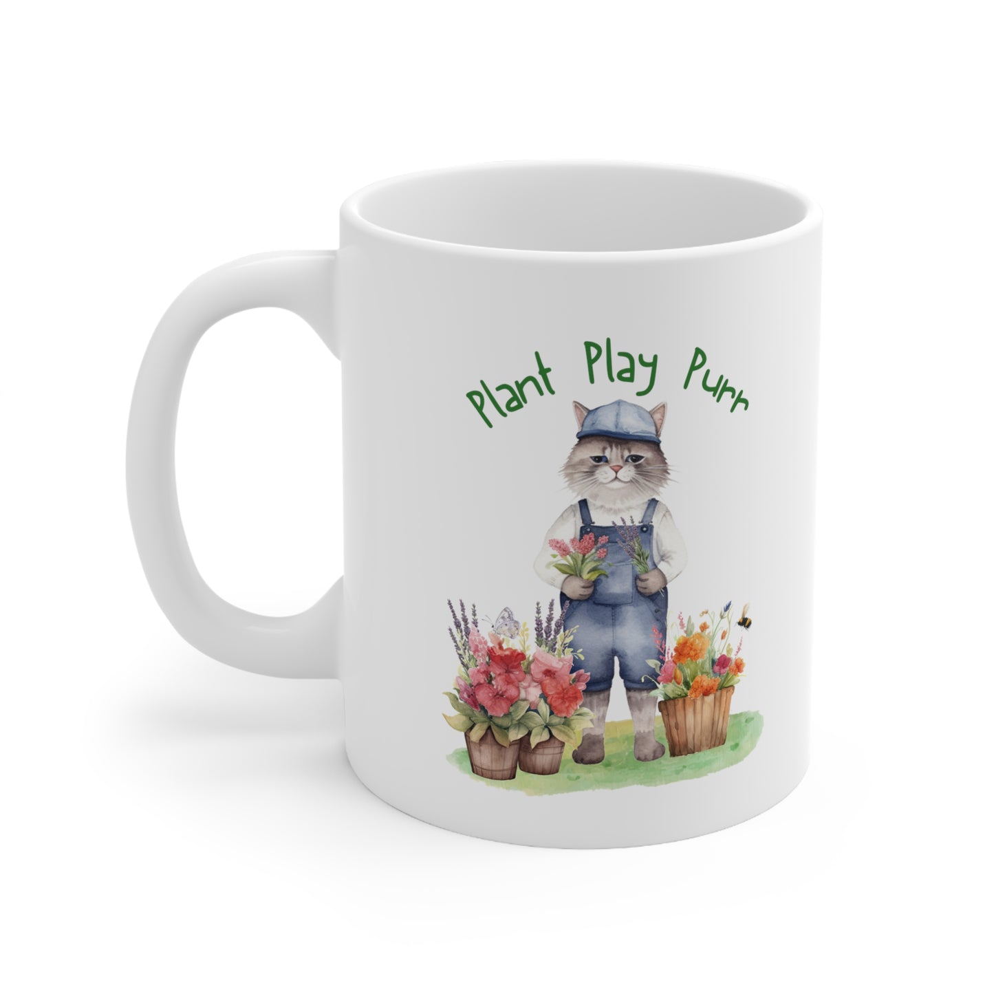 Plant, Play, Purr Ceramic Mug