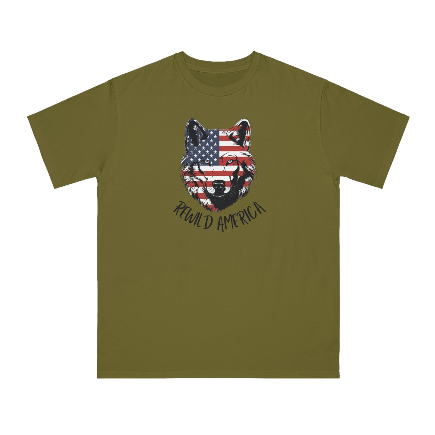 Rewild America Patriotic Wolf Eco-Friendly Organic Cotton Unisex T-Shirt