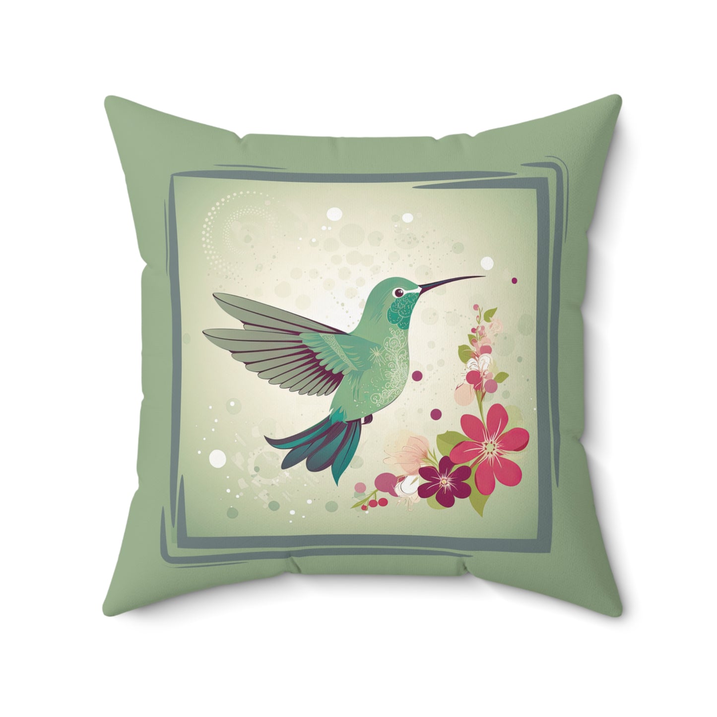 Happiness is a Hummingbird Spun Polyester Square Pillow