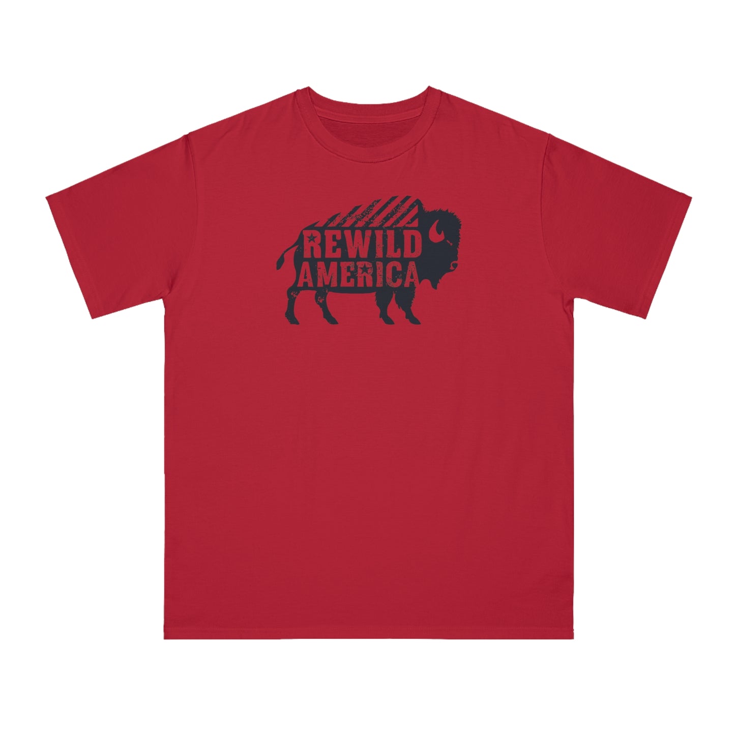 Rewild America Eco-Friendly Vintage Rustic Bison Organic  T-Shirt