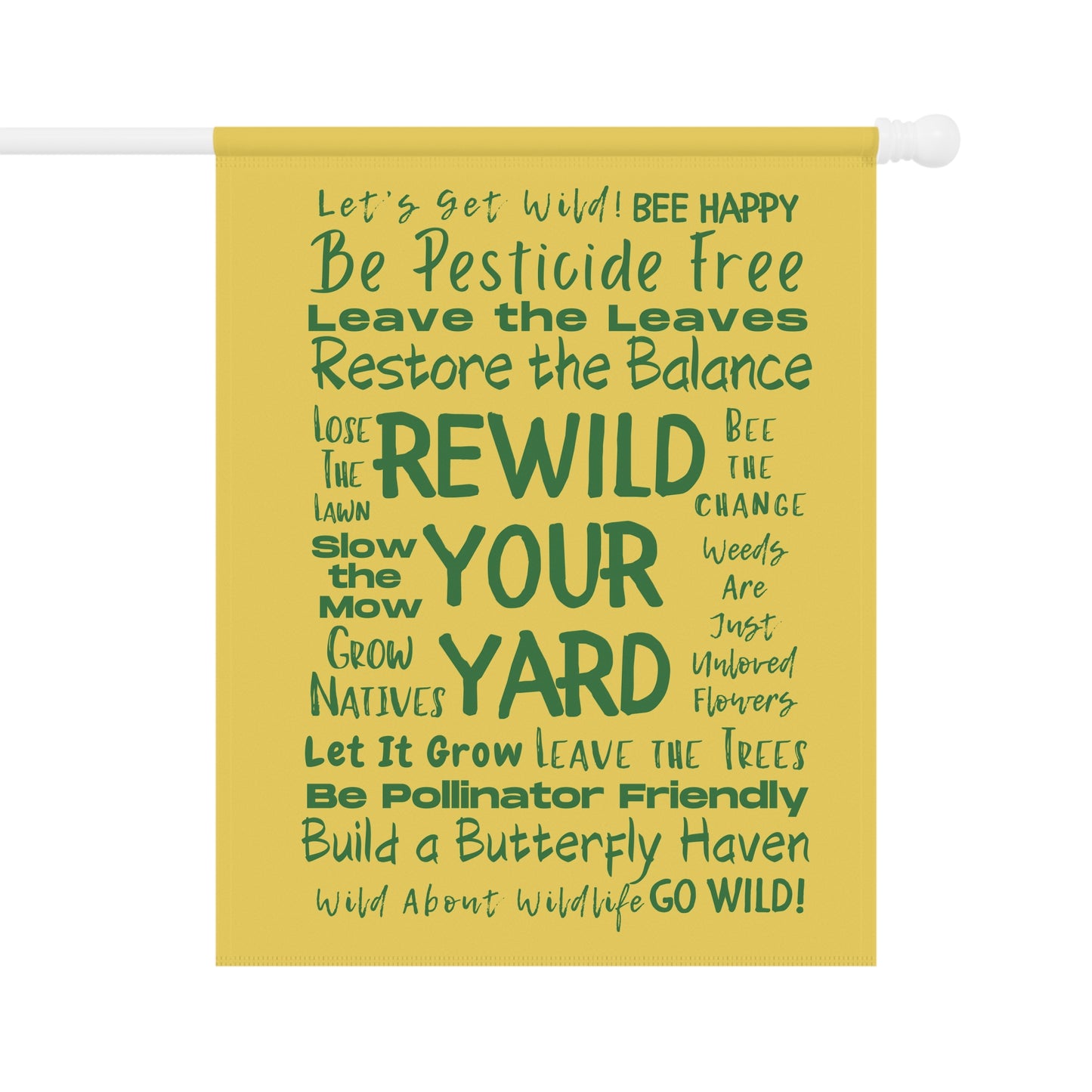 Rewild Your Garden Yellow with Green Text Garden & House Banner