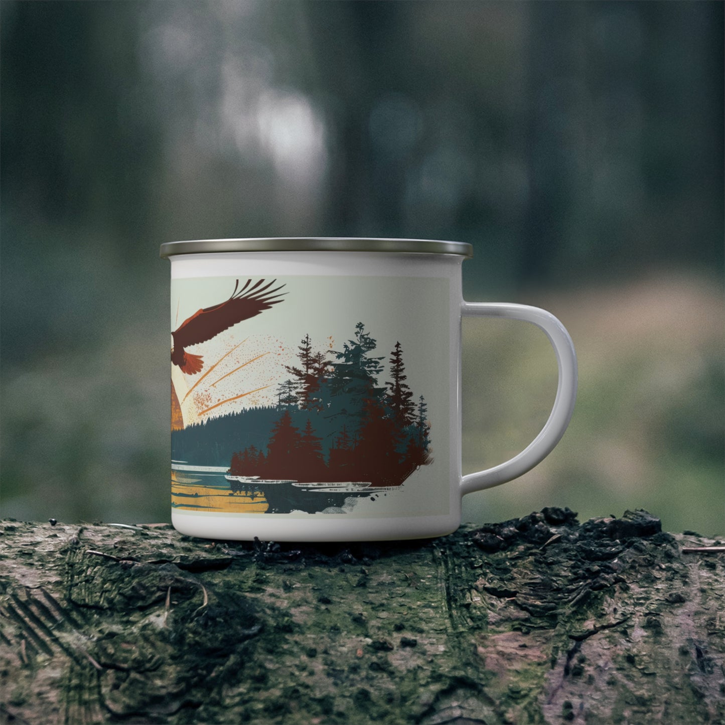 Vintage Vibes Soaring Eagle Enamel Camping Mug