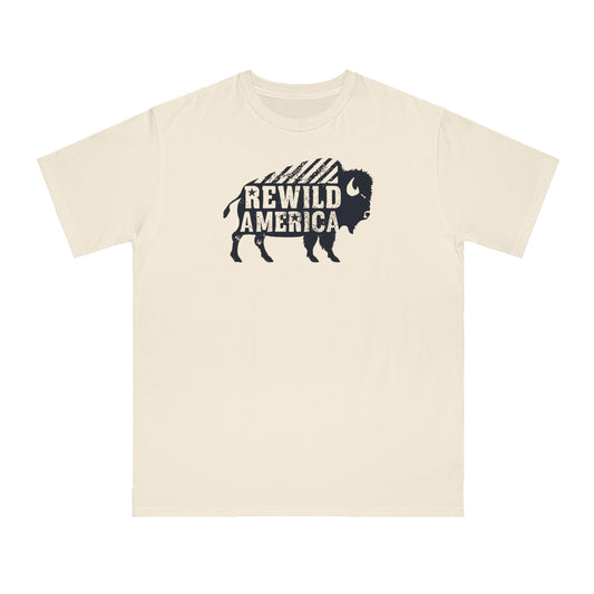 Rewild America Eco-Friendly Vintage Rustic Bison Organic  T-Shirt