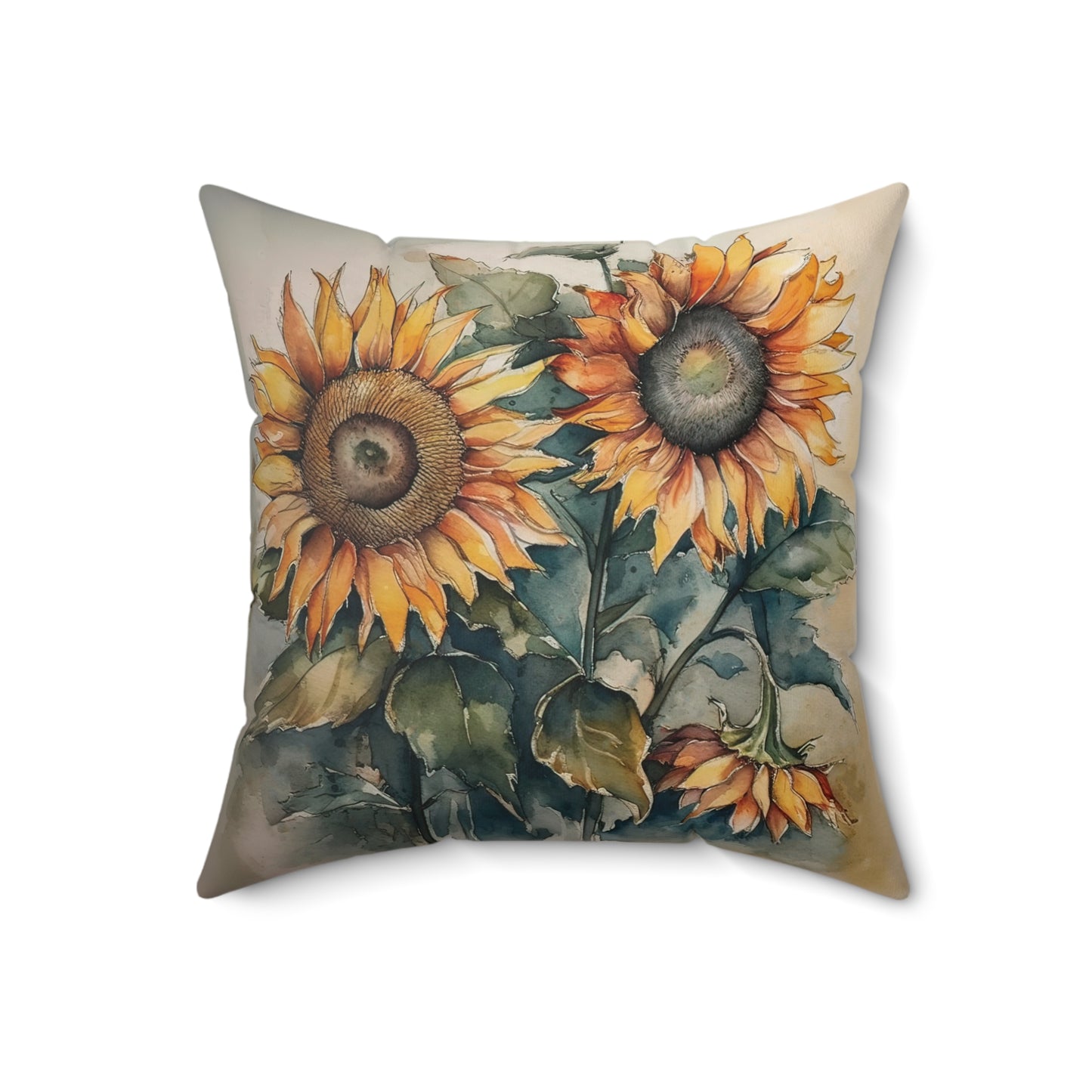 Moody Sunflowers Spun Polyester Square Pillow