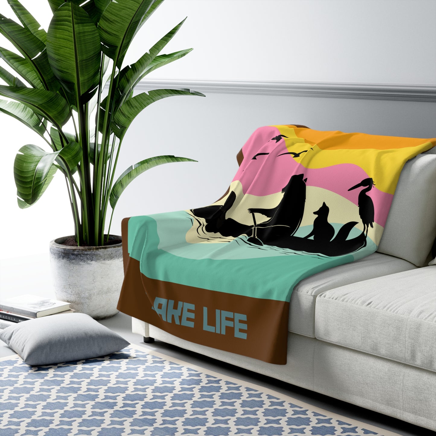 Lake Life Sherpa Fleece Blanket