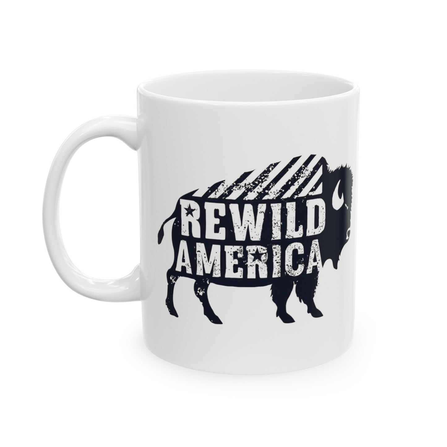 Rewild America American Bison/BuffaloCeramic Mug, (11oz, 15oz)