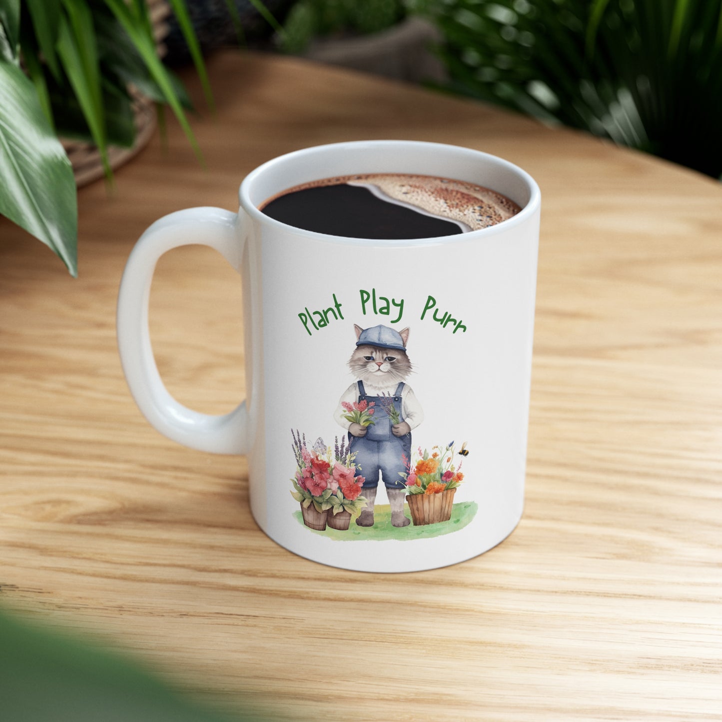 Plant, Play, Purr Ceramic Mug