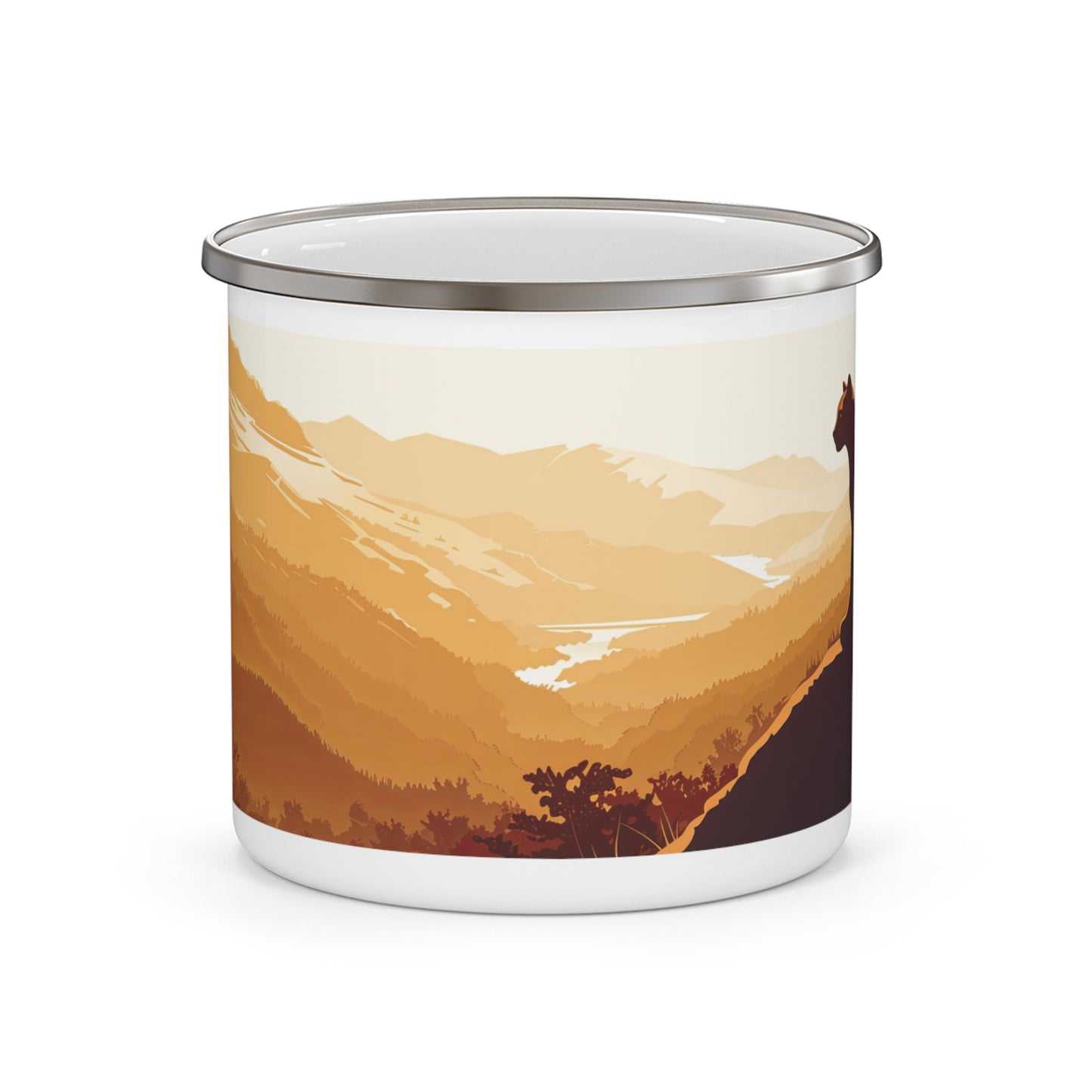 Vintage Vibes Mountain Lion Enamel Camping Mug