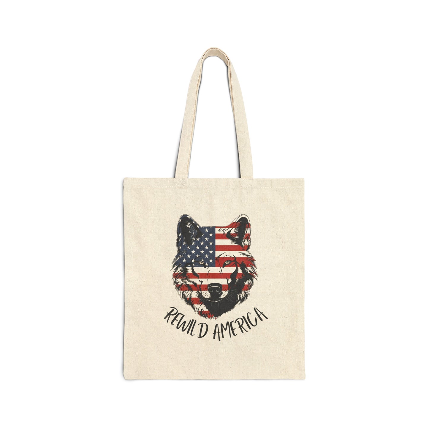 Rewild America Wolf Cotton Canvas Tote Bag