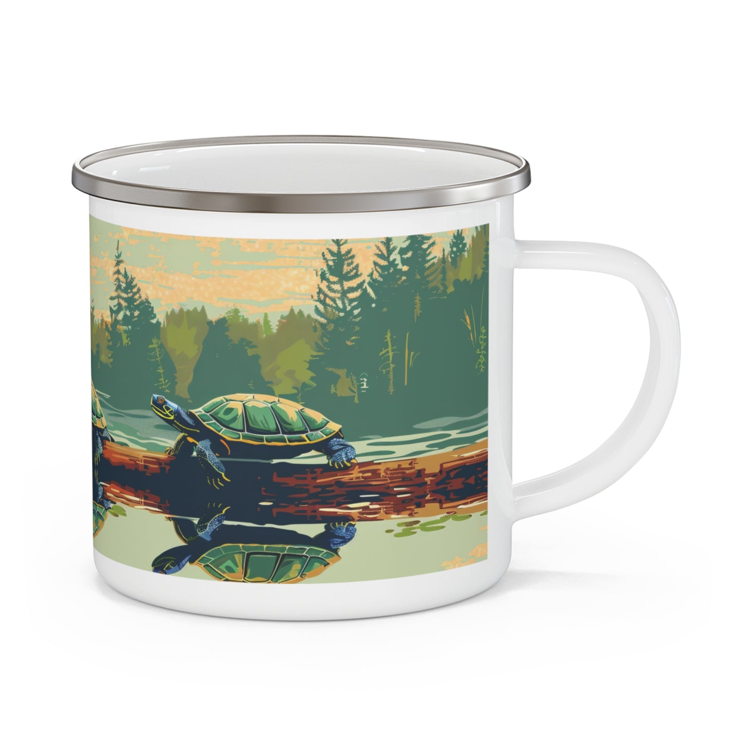 Lake Life Turtles Enamel Camping Mug